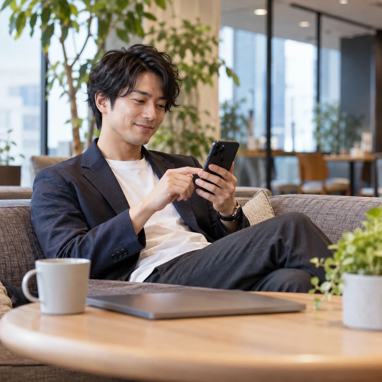 社員本人がスマートフォンから予約するイメージ